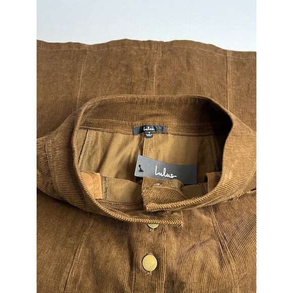 NWT Lulus Corduroy Midi Length Button Front Skirt Seasonal Feelings Brown Size S - Picture 5 of 13